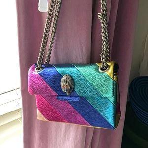 Kurt Geiger London Kensington metallic rainbow striped leather mini crossbody